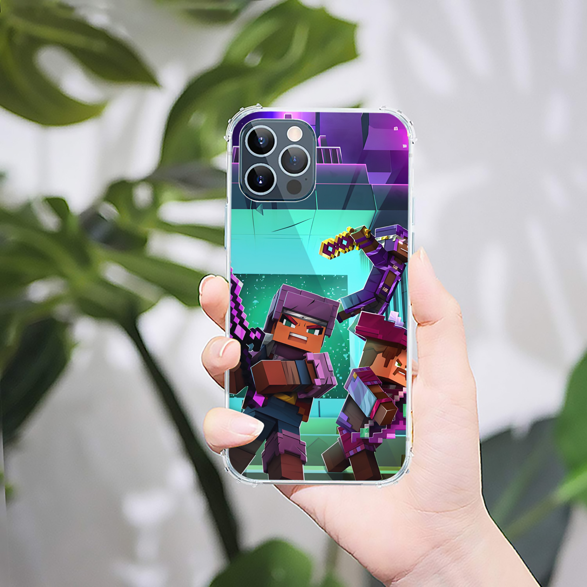 （画像用） マインクラフト ブロックの世界 Minecraft MC Block world 【iPhone 12シリーズ対応】透明スマホケース（クリアソフトケース）